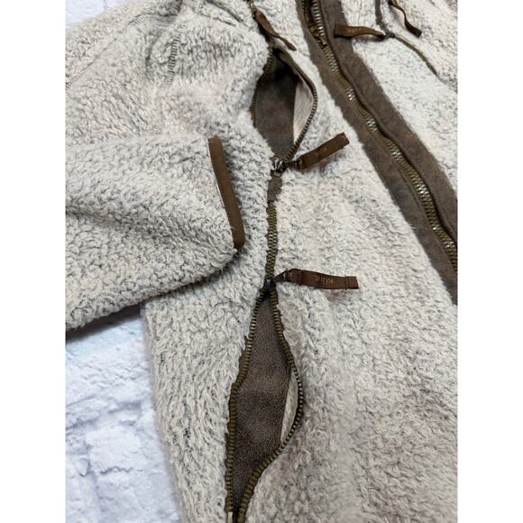 KUHL Flight Jacket Polar Fleece Fuzzy Zip Up Oatmeal beige size Large - Picture 2 of 15